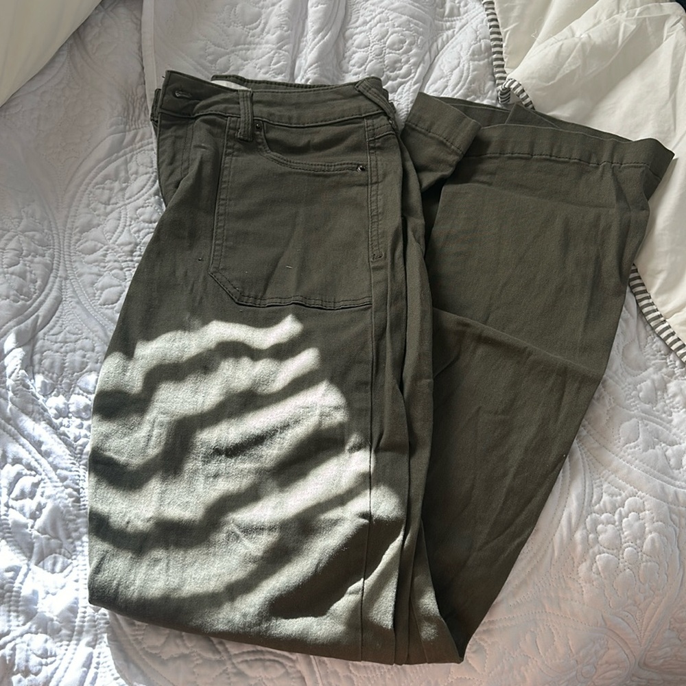 Green flare pants